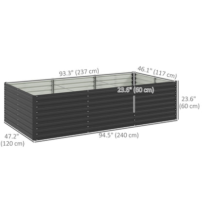 240x120x60cm Raised Garden Bed - Black Galvanized Planter