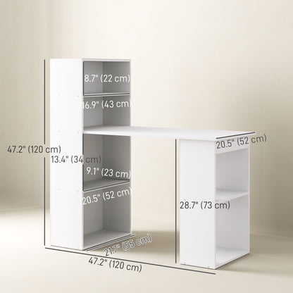 Computer Desk with Built-In Bookshelf 47 in