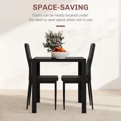 Dining set 3-piece rectangular glass table with chairs