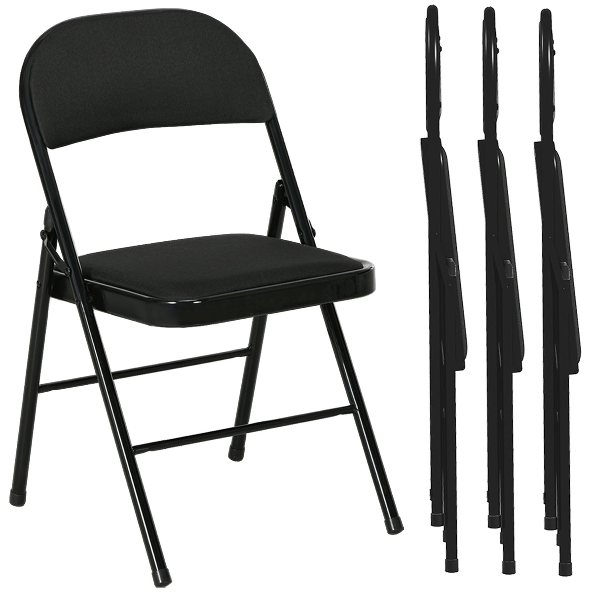 Padded Faux Linen Foldable Chairs — Set of 4