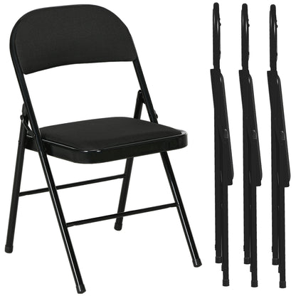 Padded Faux Linen Foldable Chairs — Set of 4