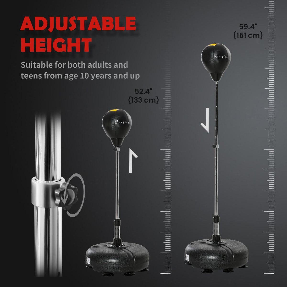 Freestanding reflex punching bag with stand