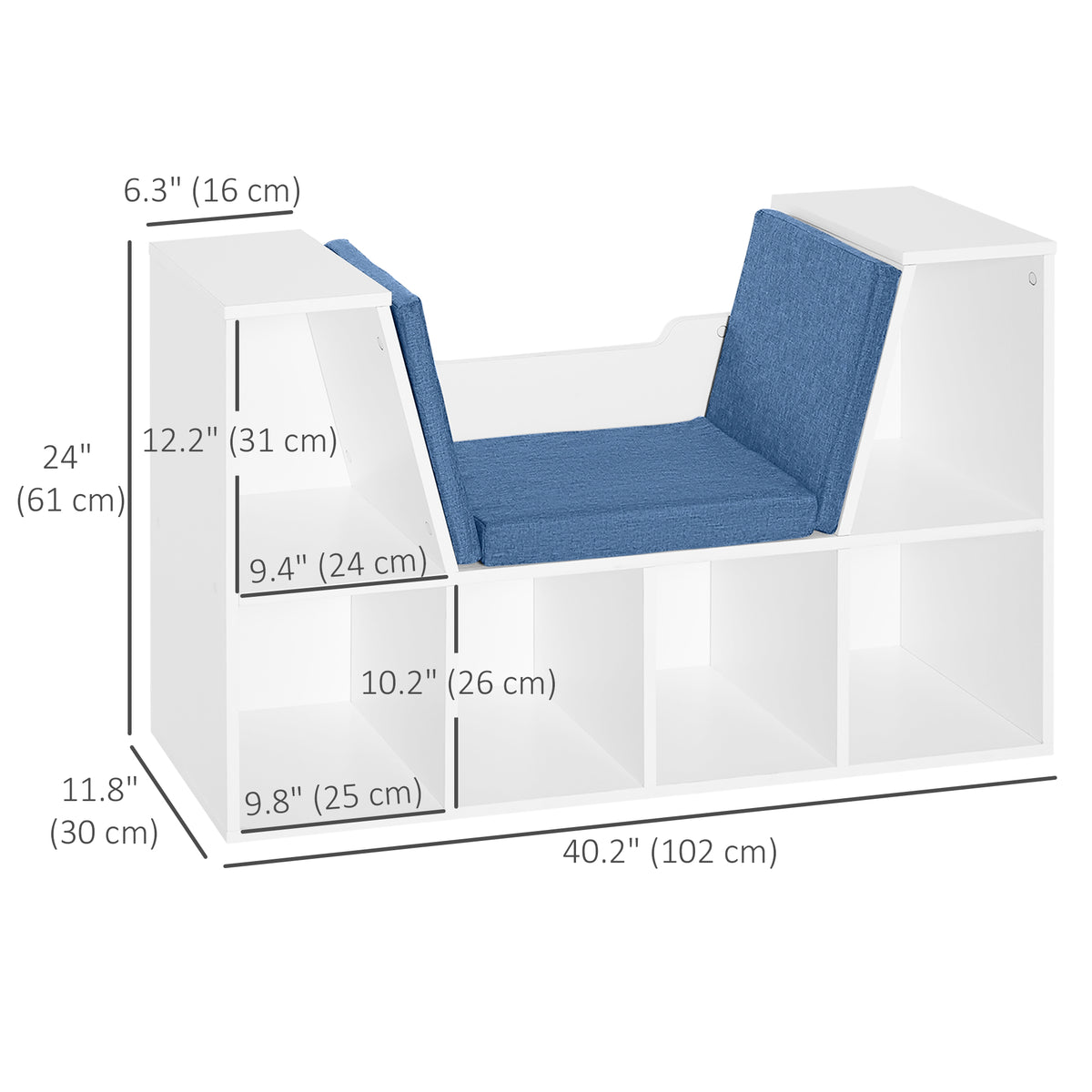 Librería de 6 cubos con cojín de lectura