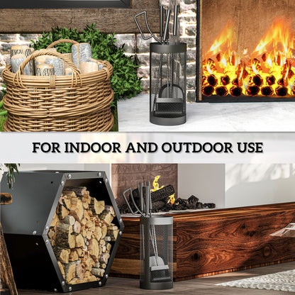 Fireplace Tool Set with Mesh Basket 5-Piece
