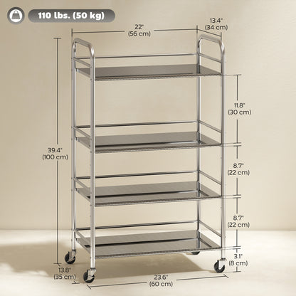 4-Tier Stainless Steel Rolling Utility Cart