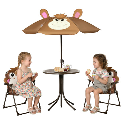 Kids picnic table and chair set with umbrella — Set of 4