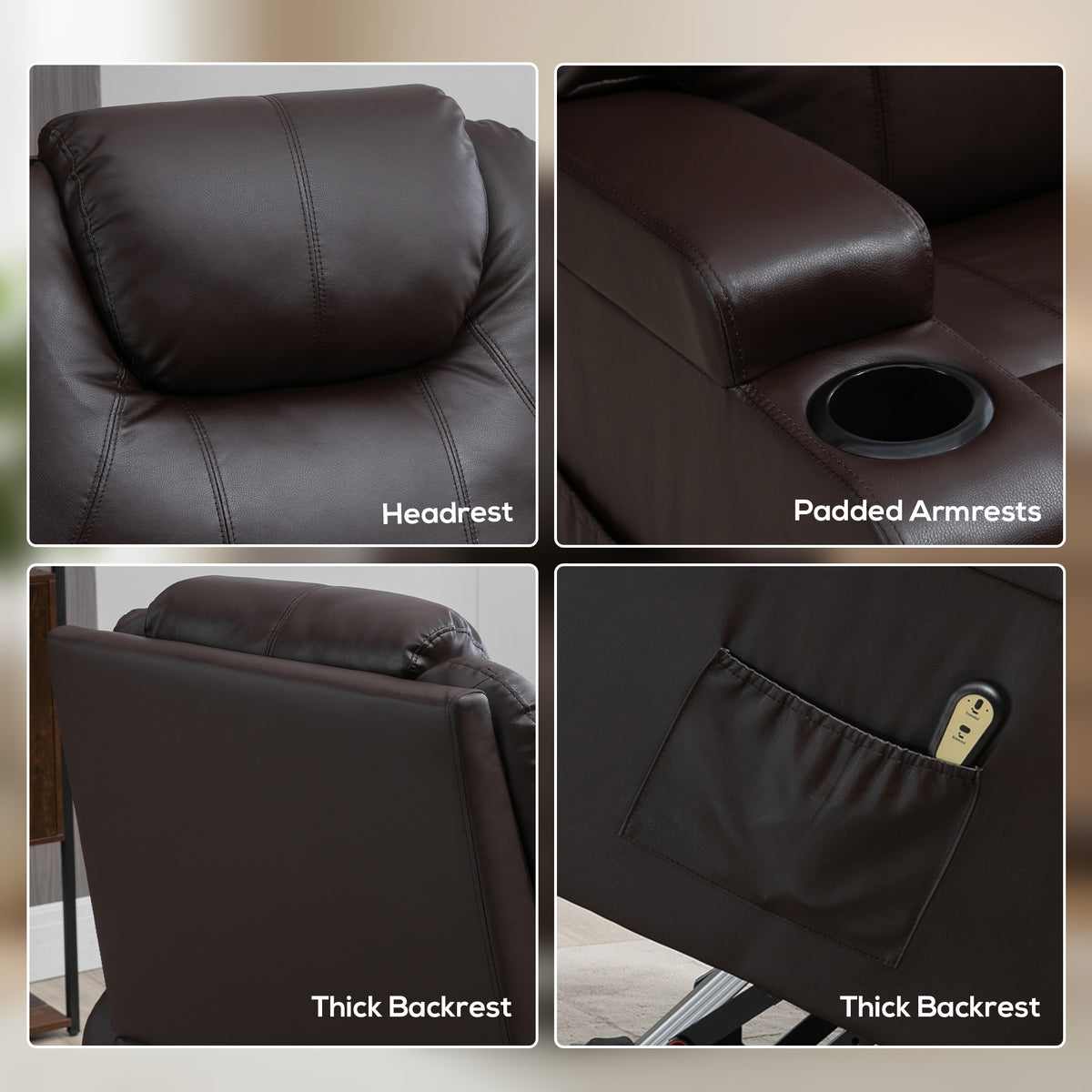 Power Lift Recliner Chair with High Back Faux Leather