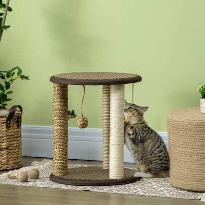 Árbol para gatos compacto con juguetes colgantes