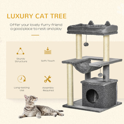 Multi-level Cat Tower 39.25" — Grey