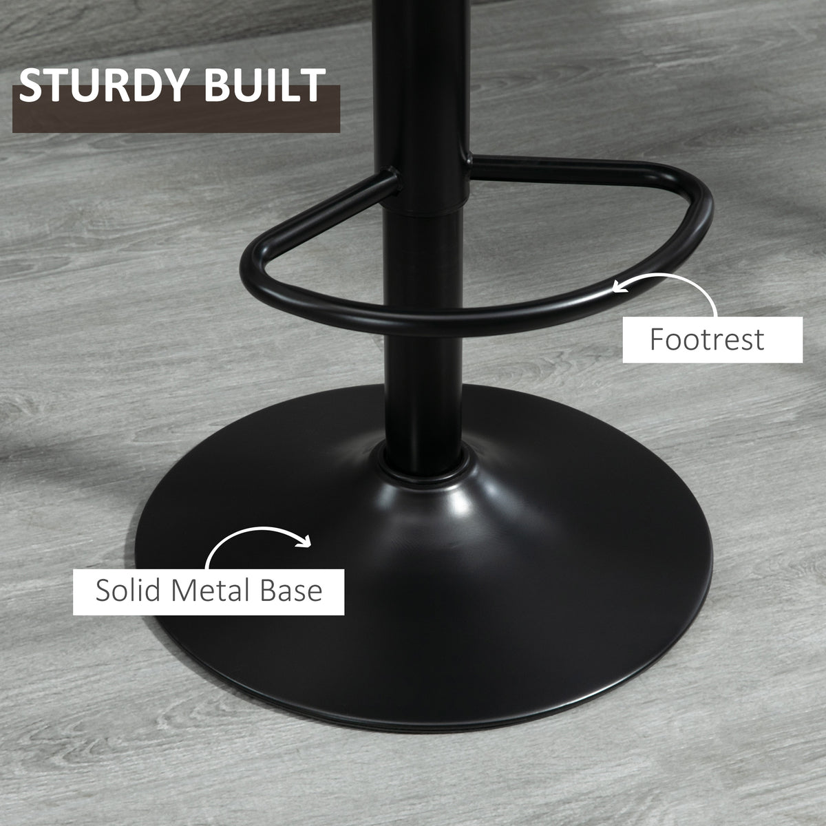 Adjustable Bar Stools Set of 2 — Black