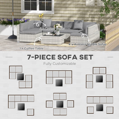 Patio furniture set 7 piece modular rattan with table