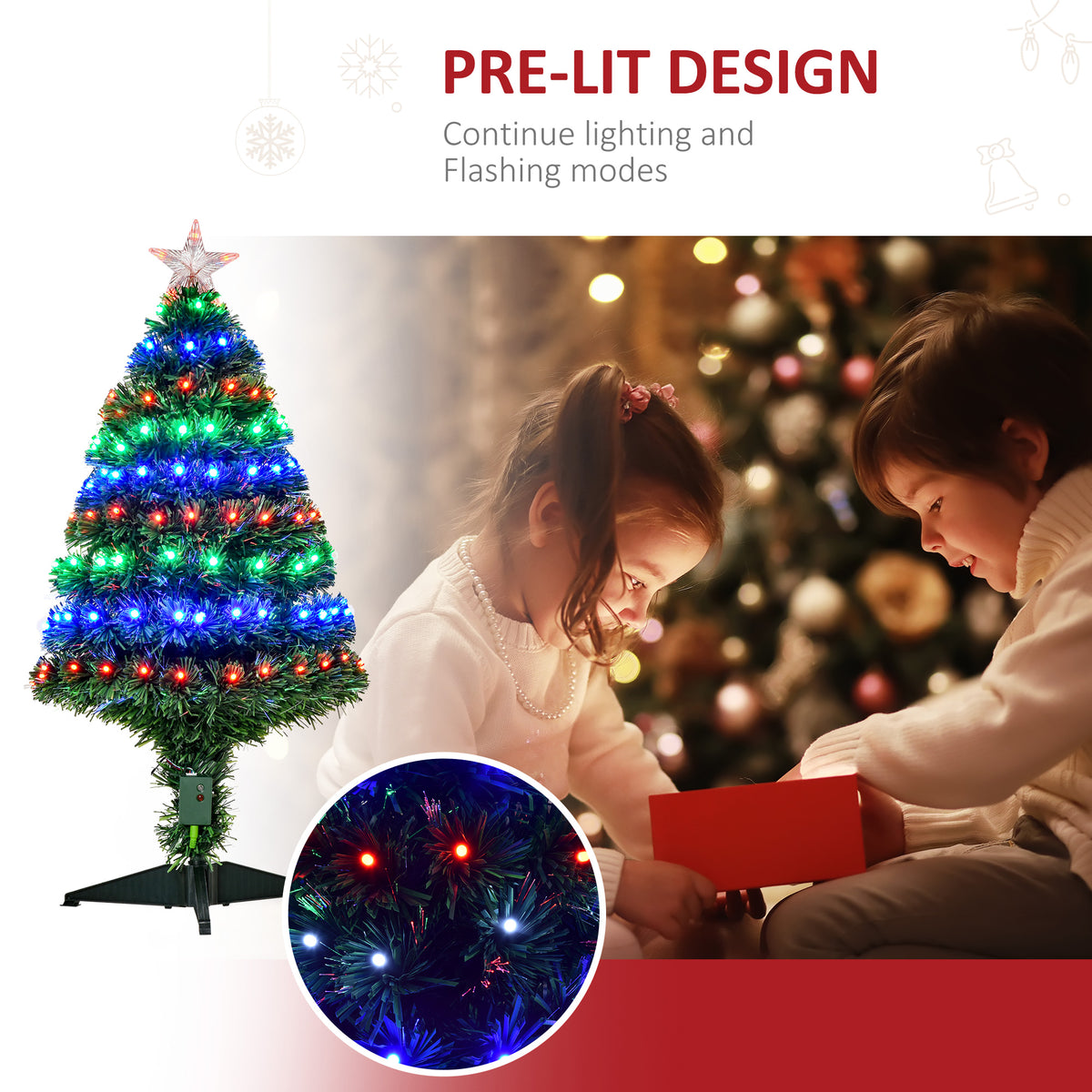 Árbol de Navidad artificial luminoso y preiluminado óptico