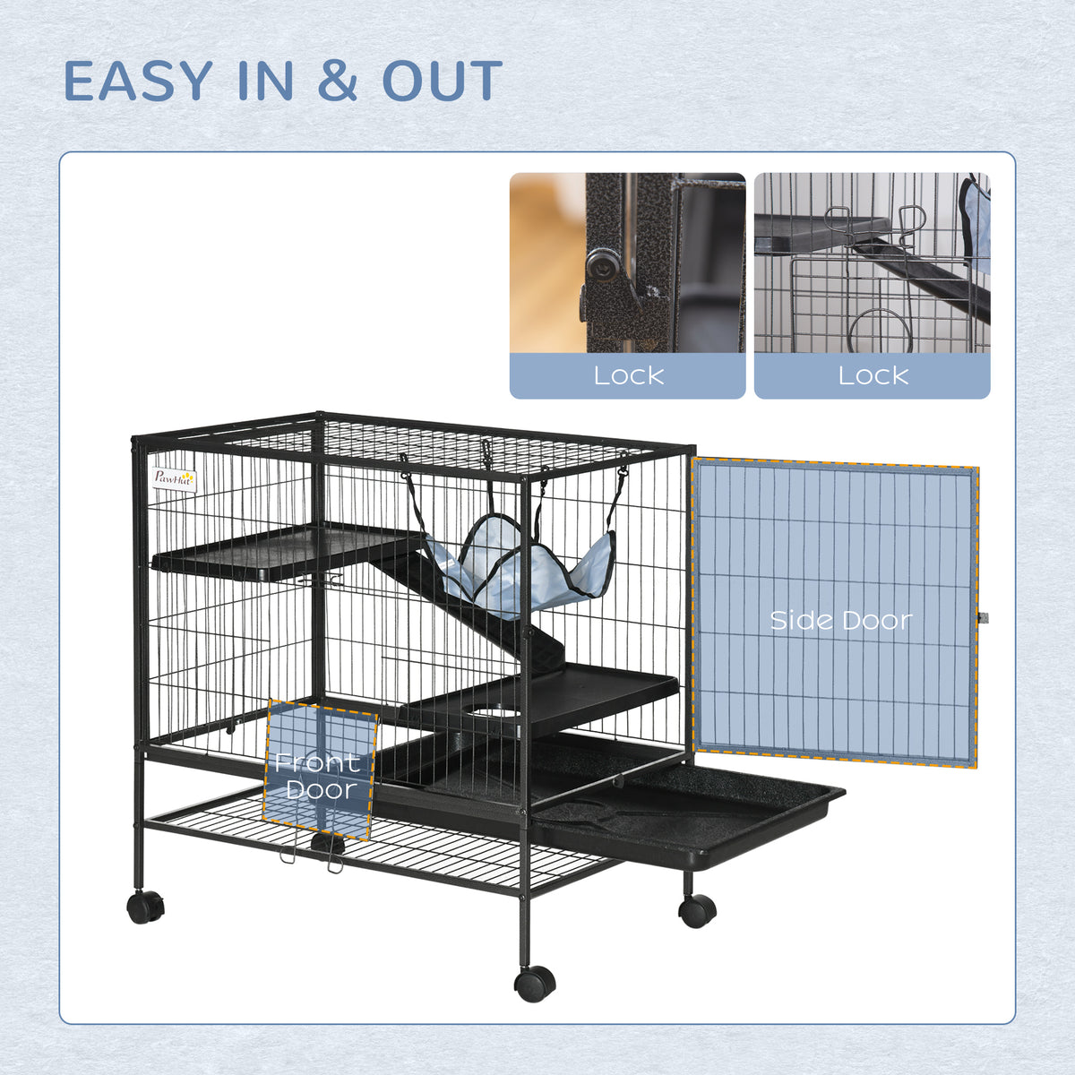 3-Tier Small Animal Cage with Wheels
