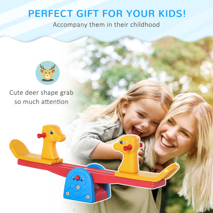 Deer-Shaped Toddler Seesaw with Easy-Grip Handles