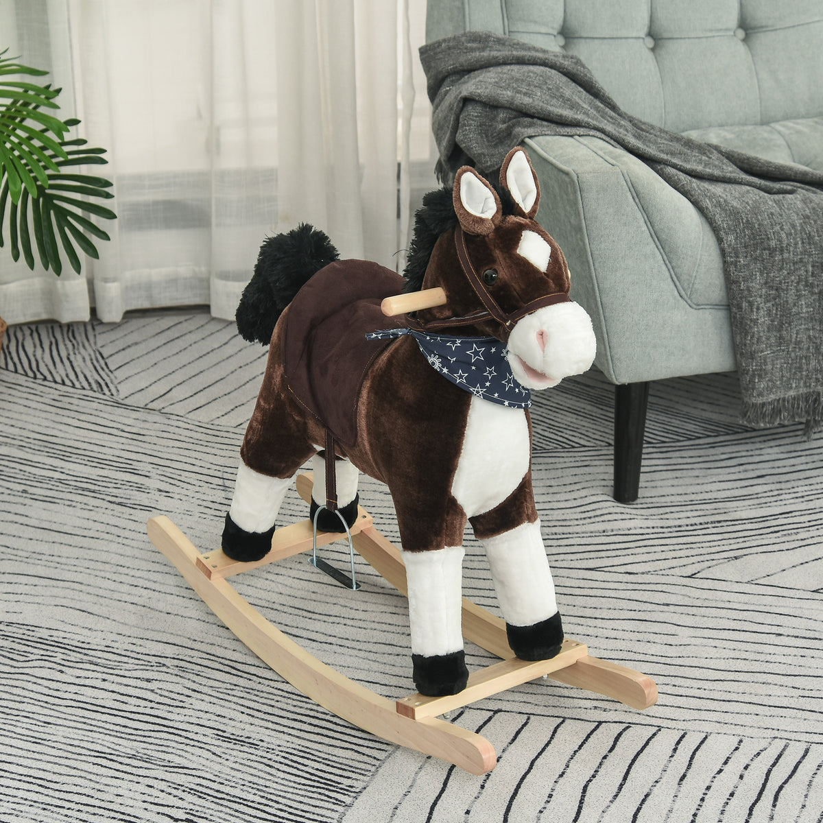 Kids plush ride-on rocking horse toy with sounds
