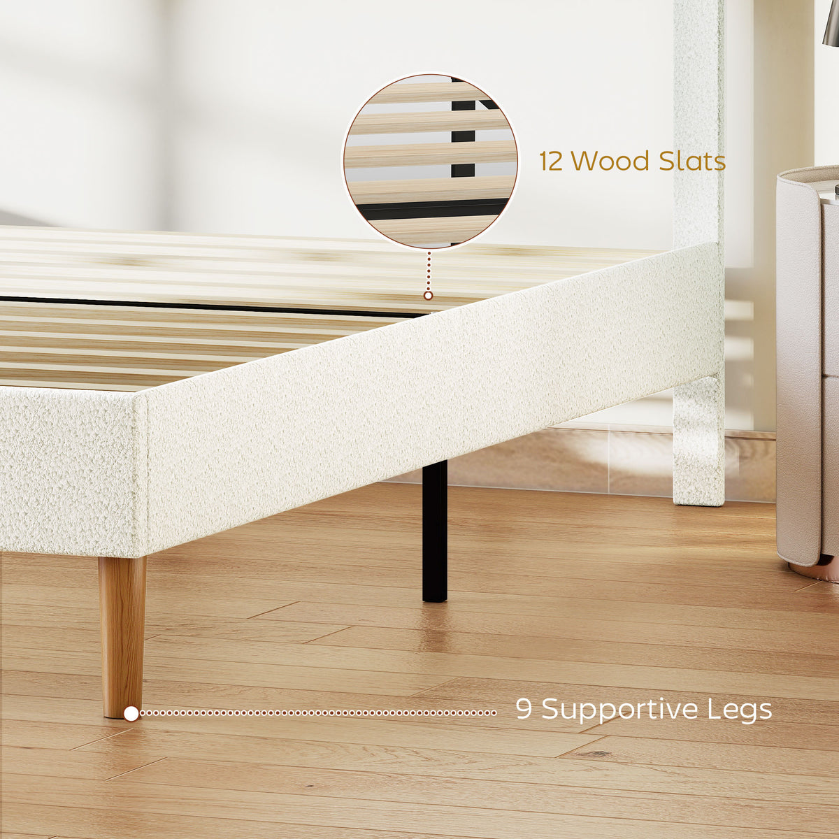 Queen Upholstered Platform Bed Frame with Adjustable Headboard