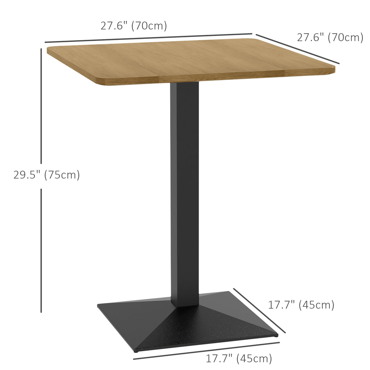 28" Square Dining Table Modern Steel Base