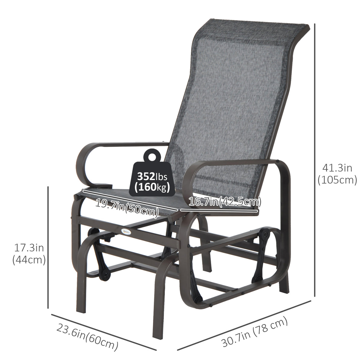 Patio Glider Chair with Breathable Mesh Fabric