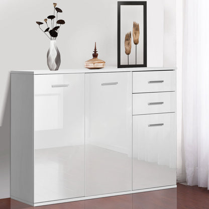 High gloss sideboard with drawers and doors