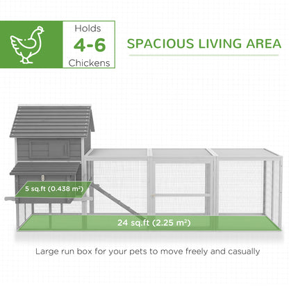 Wooden chicken coop with run and nesting box