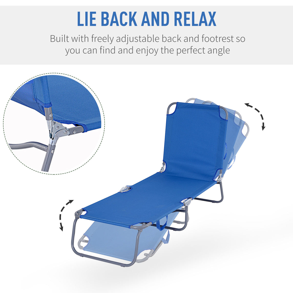 Folding Outdoor Lounge Chair with Adjustable Backrest