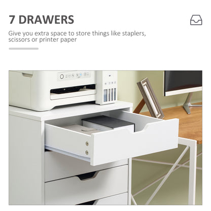 7-Drawer Vertical File Cabinet on Wheels Engineered Wood