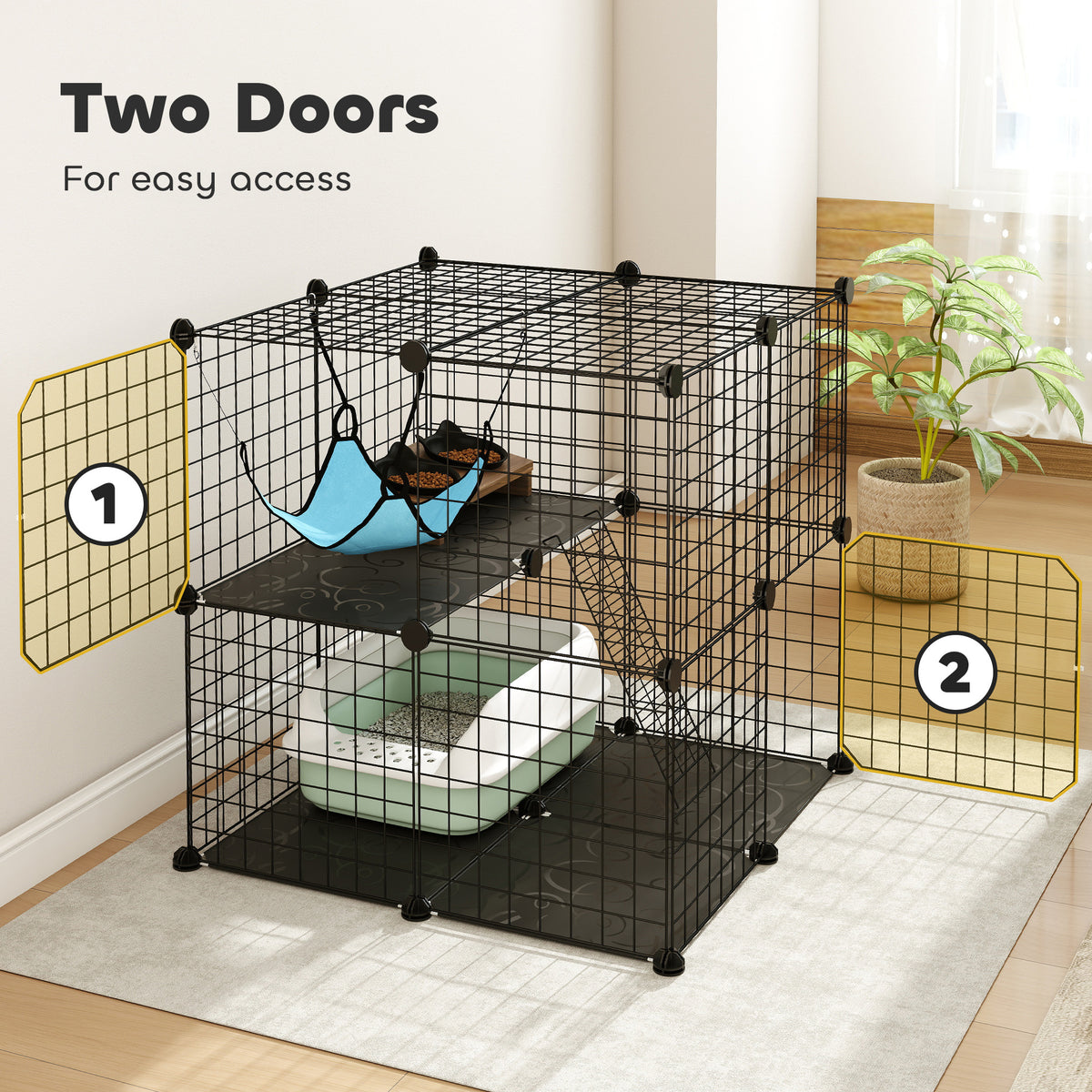 2-Tier Modular Cat Cage Enclosure
