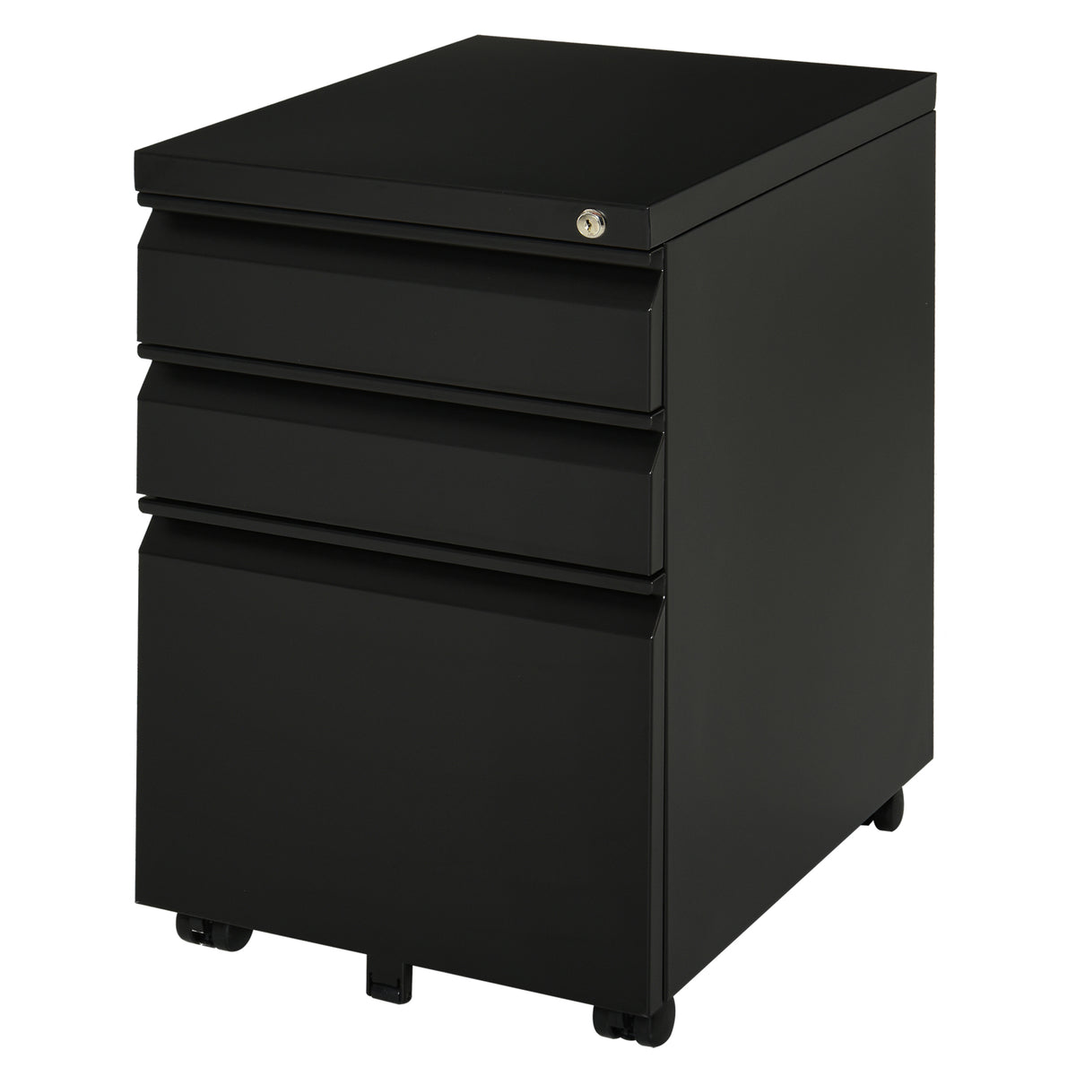 Mobile filing cabinet 3 drawer lockable steel