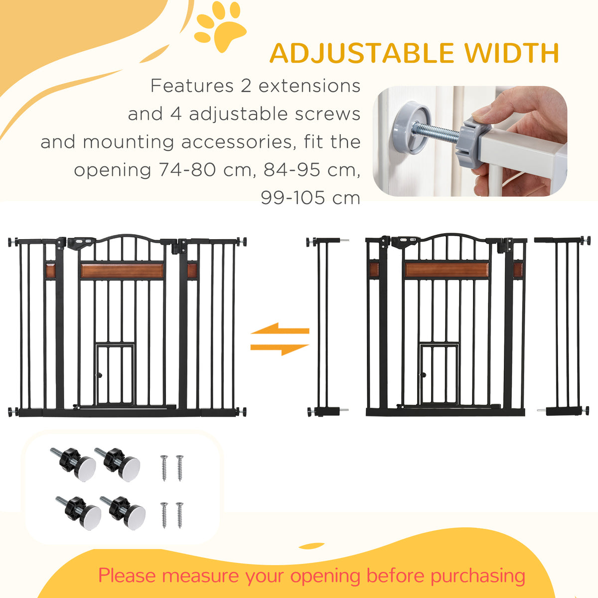 Extra Wide Pet Gate with Cat Door