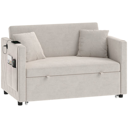Sofá cama convertible de terciopelo con puertos USB