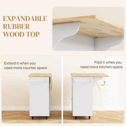 Rolling kitchen island with adjustable shelves