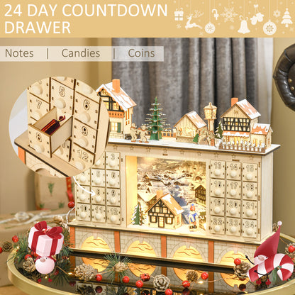 Christmas Advent Calendar Light Up Wooden 24 Days