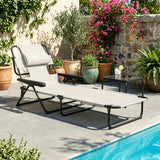 Folding lounge chair with reclining backrest