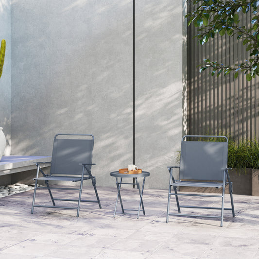 3-Piece Folding Bistro Set with Tempered Glass Table