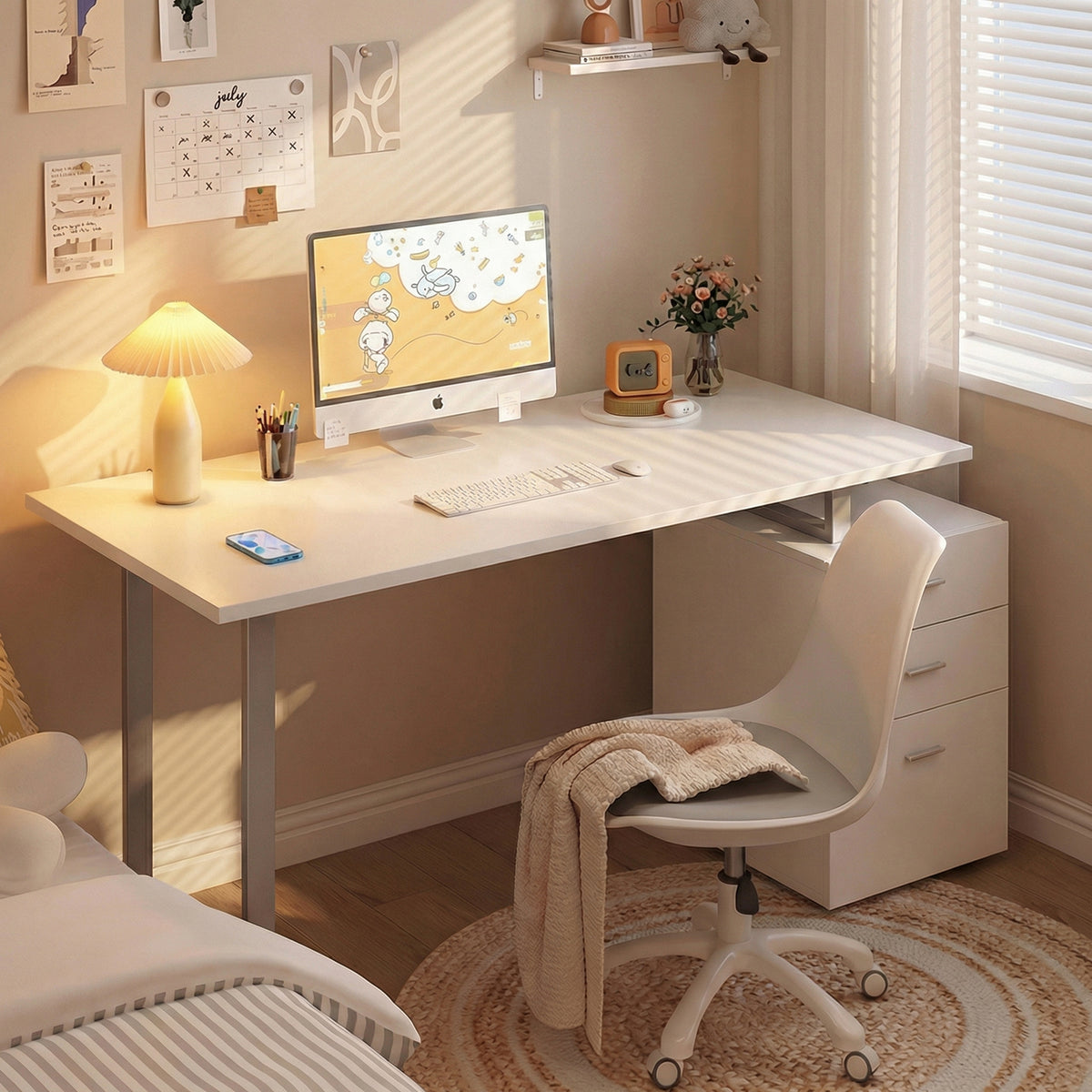 Computer Desk Removable Drawers 47 inches
