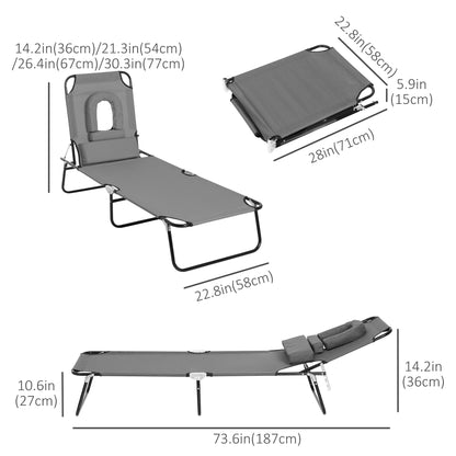 Tumbona plegable con orificio facial ajustable