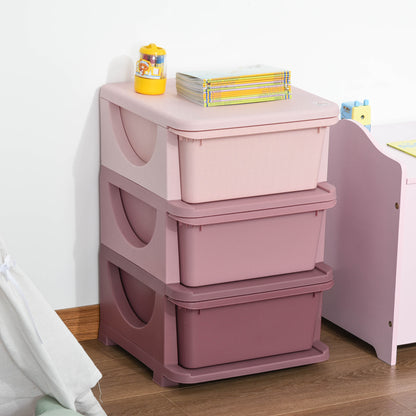 3-Tier Kids Toy Organizer with Plastic Drawers