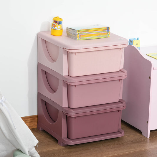 3-Tier Kids Toy Organizer with Plastic Drawers