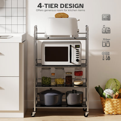 4-Tier Stainless Steel Rolling Utility Cart