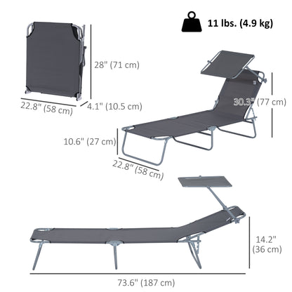 Folding Lounge Chair with Adjustable Sun Shade