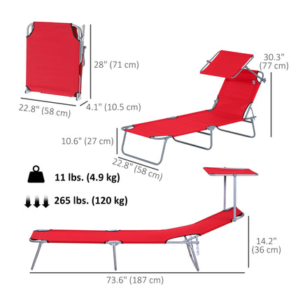 Folding Lounge Chair with Adjustable Sun Shade