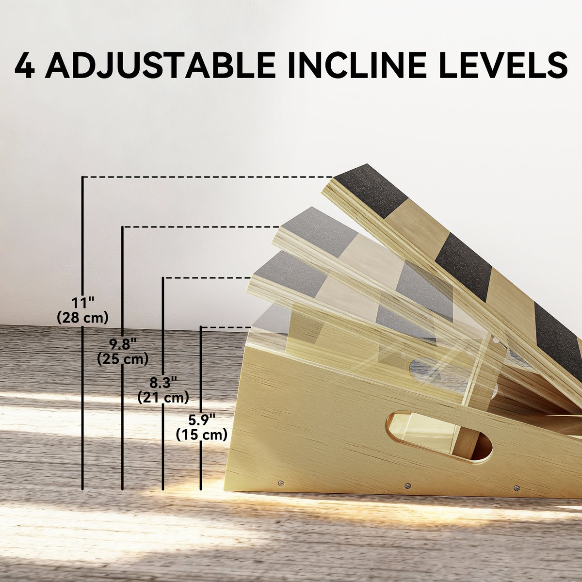 Adjustable wooden calf stretcher slant board