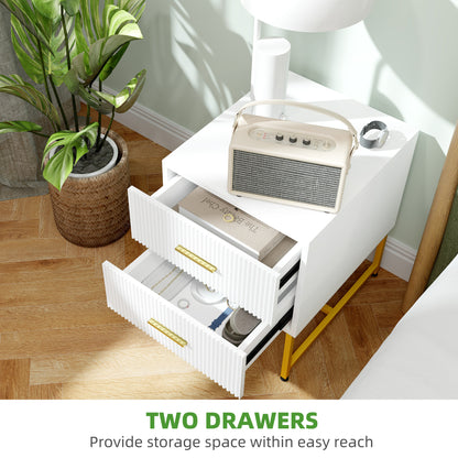 Modern Nightstands with Fluted Drawers 2 Piece Set