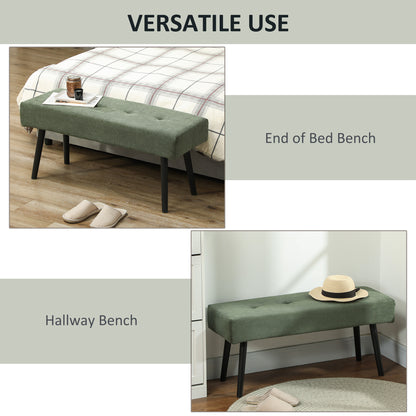 Tufted Corduroy Upholstered Bench with Steel Legs