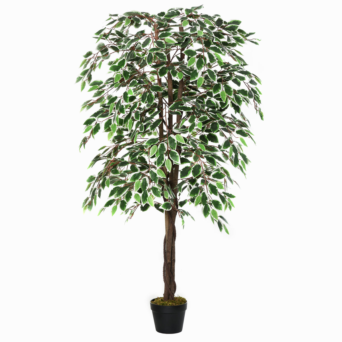 Realistic Potted Artificial Ficus Tree — Green