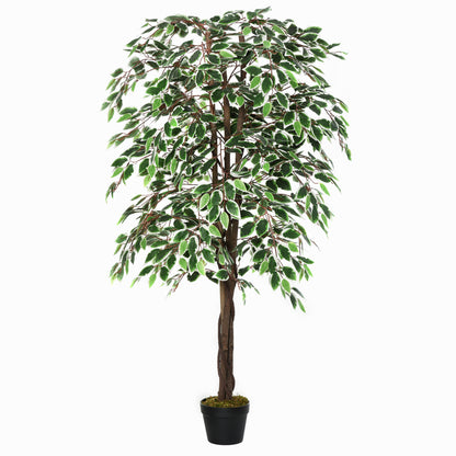 Realistic Potted Artificial Ficus Tree — Green