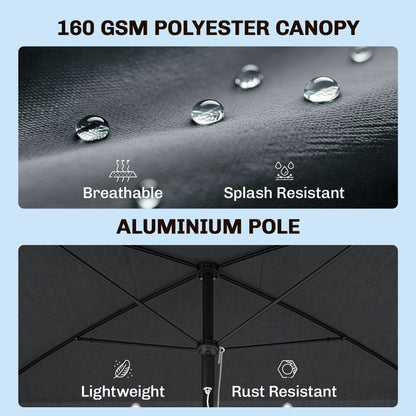 Rectangle Patio Umbrella 198 x 130 cm Tilting Aluminum