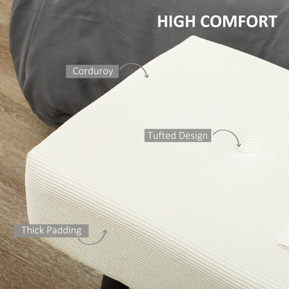 Tufted Corduroy Upholstered Bench with Steel Legs