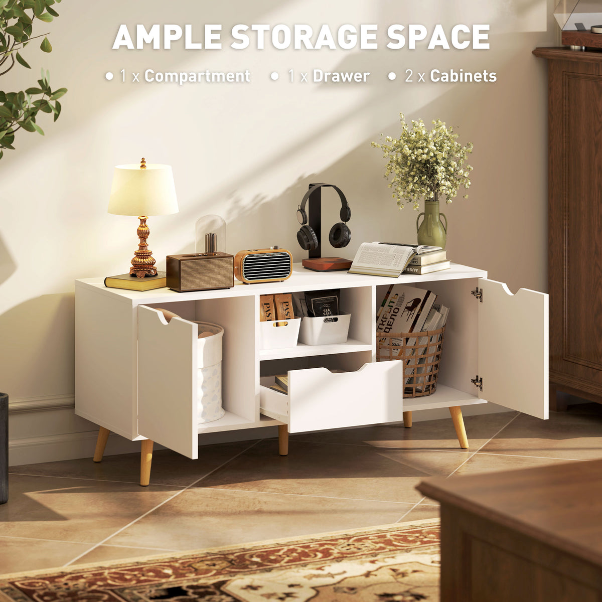 Modern TV stand with storage for 127 cm TV