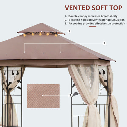 Steel Patio Gazebo Double-Tier Canopy 10x10 ft